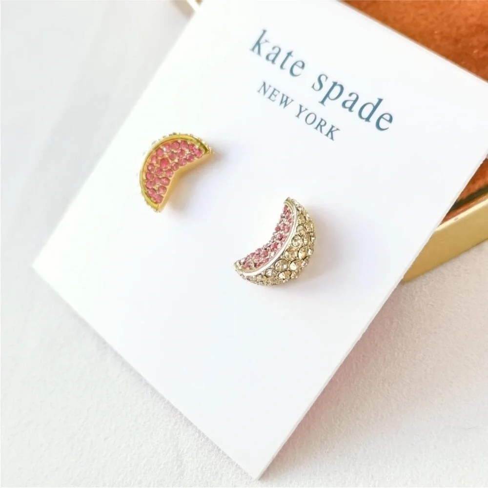 NWT Kate Spade Pink & Gold Fruit Salad Pave Grapefruit Stud Earrings